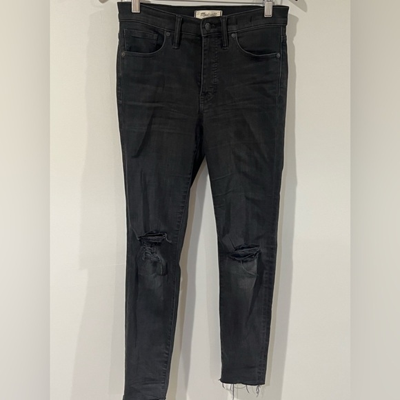Women’s US 27 Madewell Washed Black 9” High-Rise Skinny Distressed Denim Jeans - Picture 3 of 16